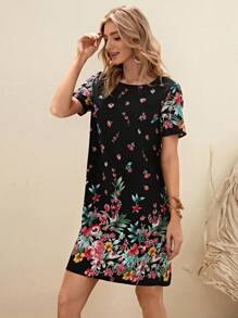 EMERY ROSE Floral Print Tunic Dress - Multicolor - View 3