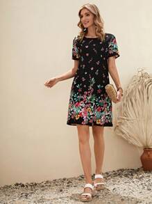 EMERY ROSE Floral Print Tunic Dress - Multicolor - View 5