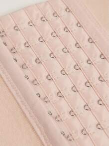 Myrelith Women's Apricot Casual Comfy Plain Fabric Button Front Slight Stretch Waist Trainer For Body Shaping And Support