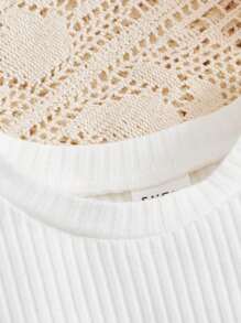 SHEIN Baby Girl Contrast Mesh Puff Sleeve Tee