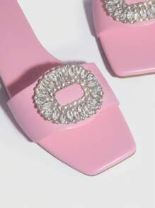 女鞋鑲有鑽石的平底涼鞋,迷人的夏季滑鞋,適用於春季和夏季 - 淺粉色 - 查看 4