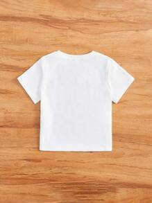 SHEIN Tops con gái lớn Con số Hoa Giải trí - trắng - Xem 2