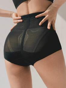DAZY Contrast Mesh Hook And Eye Shapewear Panty - Black - View 2