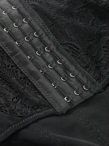 DAZY Contrast Mesh Hook And Eye Shapewear Panty - Black - View 3