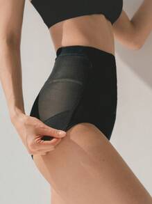 DAZY Contrast Mesh Hook And Eye Shapewear Panty - Black - View 5