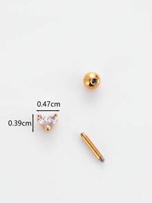 1入組方晶鋯石裝飾耳釘 - 金黃色 - 查看 3