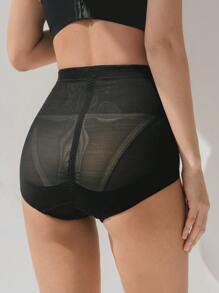 DAZY Contrast Mesh Hook And Eye Shapewear Panty - Black - View 7