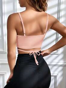 SHEIN EZwear 十字交叉後綁帶吊帶短上衣 - 粉色 - 查看 2