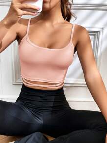 SHEIN EZwear 十字交叉後綁帶吊帶短上衣 - 粉色 - 查看 5