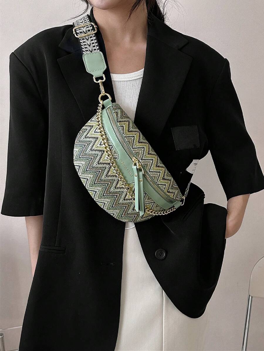 Fanny Pack họa tiết hình học cổ điển nhỏ - màu xanh lá - Xem 1