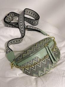 Fanny Pack họa tiết hình học cổ điển nhỏ - màu xanh lá - Xem 2