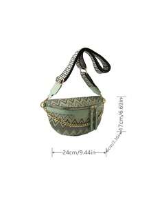 Fanny Pack họa tiết hình học cổ điển nhỏ - màu xanh lá - Xem 4