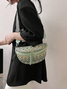 Fanny Pack họa tiết hình học cổ điển nhỏ - màu xanh lá - Xem 6