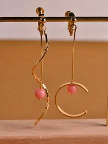 1 Cặp Thời Trang Đính Hạt & Hình Học Trang Trí Kẹp Trên Bông Tai Cho Nữ Trang Trí Hàng Ngày - Nhiều màu - Xem 1