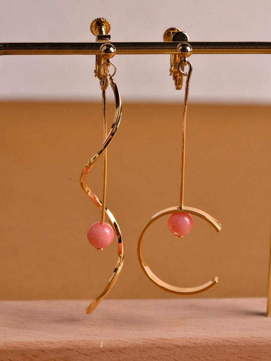 1 Cặp Thời Trang Đính Hạt & Hình Học Trang Trí Kẹp Trên Bông Tai Cho Nữ Trang Trí Hàng Ngày - Nhiều màu - Xem 1