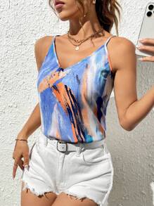 SHEIN Privé Brush Print Cami Top - Multicolor - View 3