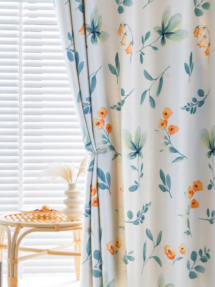 1 件小橙花印花窗簾 - 彩色 - 查看 1