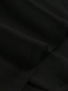 SHEIN MOD Áo khoác và áo lót dành cho xe tăng nữ Bất đối xứng Thắt nơ trước Nếp gấp Phần Ngực màu trơn Giải trí - màu đen - Xem 3