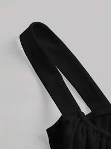 SHEIN MOD Áo khoác và áo lót dành cho xe tăng nữ Bất đối xứng Thắt nơ trước Nếp gấp Phần Ngực màu trơn Giải trí - màu đen - Xem 4