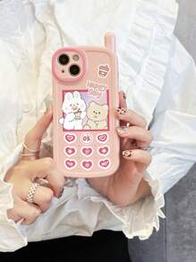 Valentines Pink Cartoon Rabbit Pattern Anti-Fall Phone Case - Multicolor - View 2