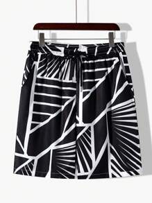 Manfinity RSRT Men Geo Print Shirt & Shorts Without Tee - Black and White - View 8