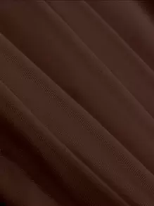 SHEIN MOD Solid Ruched Mesh Tube Top Strapless Top - Chocolate Brown - View 3