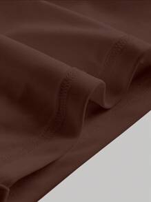 SHEIN MOD Solid Ruched Mesh Tube Top Strapless Top - Chocolate Brown - View 4