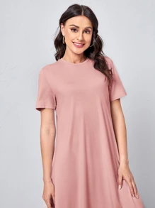 Mulvari Đầm màu trơn Giải trí - Màu Hồng baby - Xem 5