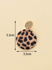 豹紋圖案圓形耳墜 - 彩色 - 查看 3
