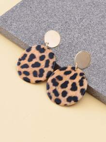 豹紋圖案圓形耳墜 - 彩色 - 查看 5
