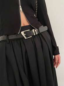 Thắt lưng nữ khóa hình học tối giản cho cuộc sống hàng ngày - màu đen - Xem 1