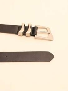 Thắt lưng nữ khóa hình học tối giản cho cuộc sống hàng ngày - màu đen - Xem 4