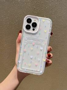Funda para móvil con patrón de corazón anticaída con con ranura de tarjeta - Multicolor - Ver 2