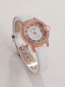 1 Đồng hồ thạch anh đính đá rhinestone và 5 bộ trang sức - trắng - Xem 3