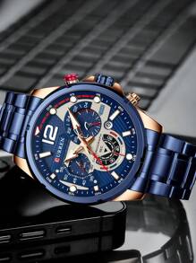 Curren Men Triple Dial Date Quartz Watch As A Gift For Students Returning To School