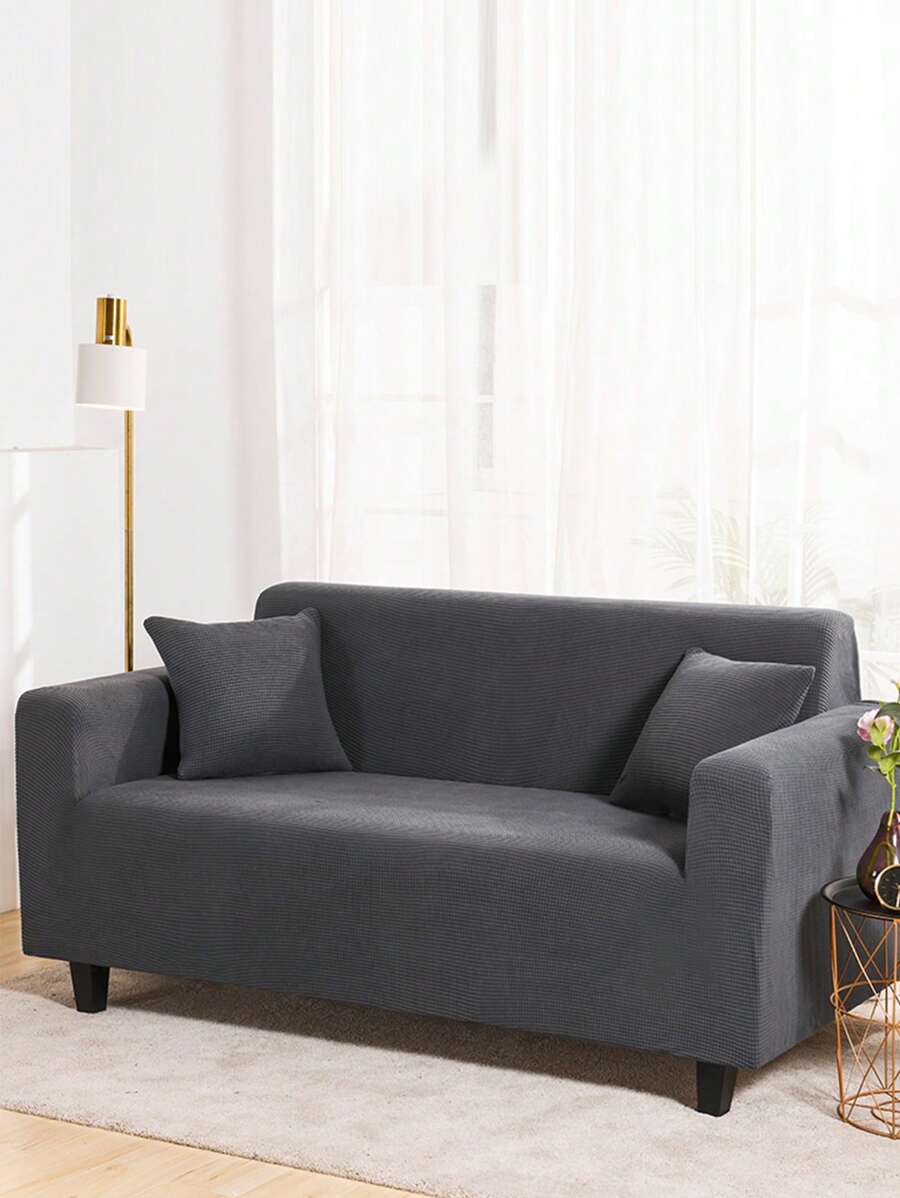 1入組素色沙發套家用簡約滌綸沙發套 - 灰色 - 查看 1