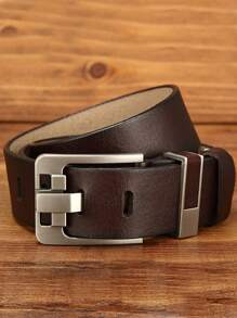 1入組男士壓花細節時尚幾何搭扣皮帶適用於日常 - 咖啡棕 - 查看 3