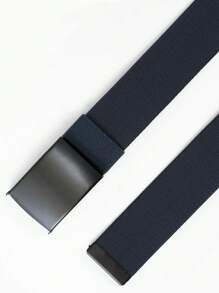 1pc Men Braided Detail Casual Rectangle Buckle Belt For Daily Life Fall, Autumn, Halloween Autumn-Winter Accessories,Suitable For Teens, Youth,Men,Casual, Outdoor, Athletic, Vacation, Graduation Gifts, Birthday, Daily Wear - Navy Blue - View 4