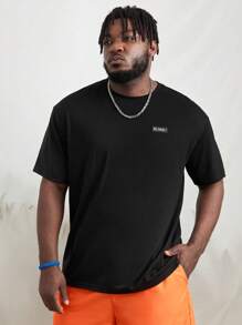 Manfinity VCAY 男士棉標語和手掌圖案T恤 - 黑色 - 查看 2