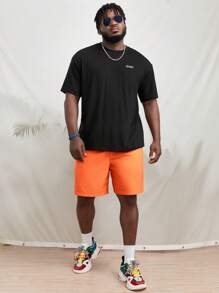 Manfinity VCAY 男士棉標語和手掌圖案T恤 - 黑色 - 查看 6