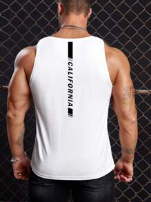 GENTILAND 男士棉字母圖案背心上衣