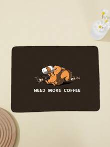 1pc Cartoon Graphic Dish Drying Mat, Black Cup Absorbent Mat, For Home - Black - View 1
