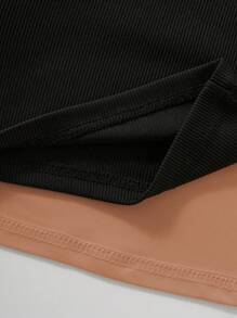 SHEIN Unity Bộ đồ hai mảnh nữ Cao thấp Gân đan Lá thư Giải trí - Nhiều màu - Xem 3