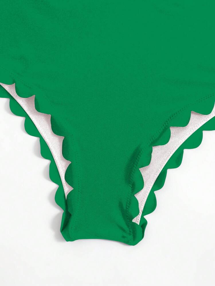 Bikini cạp cao viền sò điệp, cho kỳ nghỉ hè ở bãi biển - màu xanh lá - Xem 6