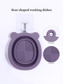 1pc Silicone Makeup Brush Cleaning Bowl - Purple - View 4