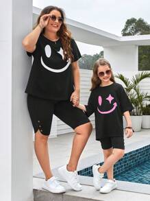 SHEIN LUNE 大碼1入組紐扣細節騎行褲 - 黑色 - 查看 5