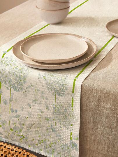 1pc Floral Pattern Table Runner, Cottagecore Polyester Table Decoration Cloth, For Dining Room