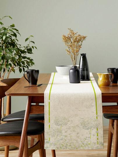 1pc Floral Pattern Table Runner, Cottagecore Polyester Table Decoration Cloth, For Dining Room