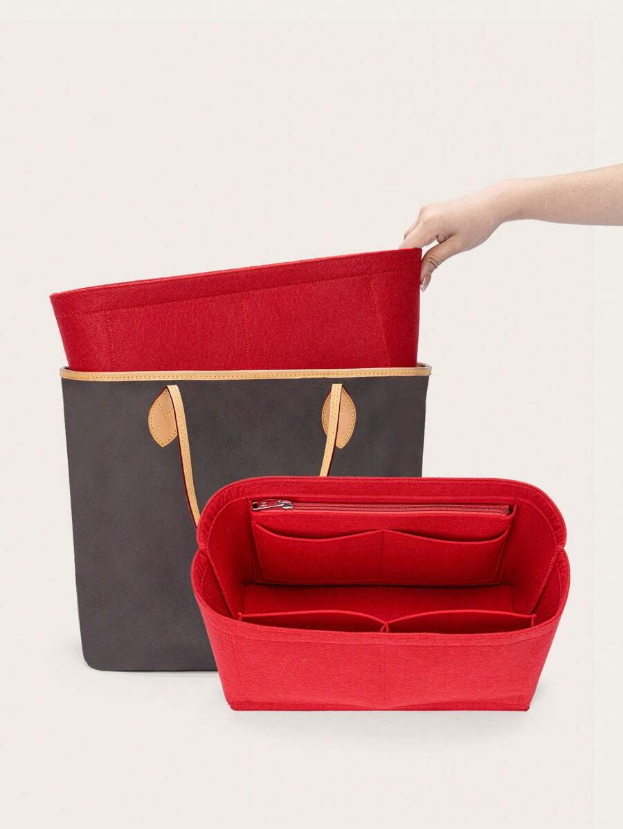 For PM GM MM OrganizerPurse Organizer Insert, Felt Bag Organizer With Zipper, Handbag Tote Shaper, For GM Tote