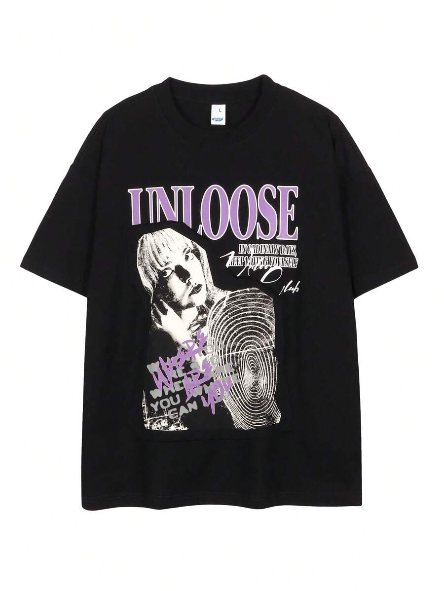 Áo thun & Áo lót Nam Slogan Con số Đường phố - màu đen - Xem 1